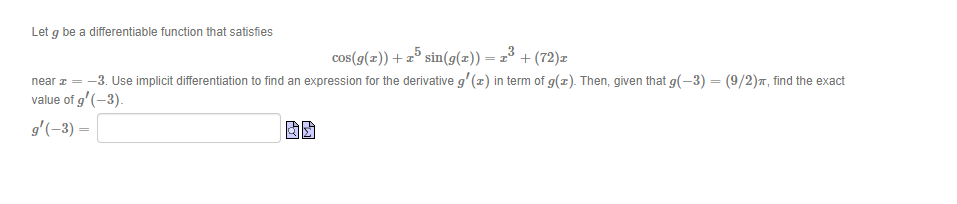 Solved Let g be a differentiable function that satisfies | Chegg.com