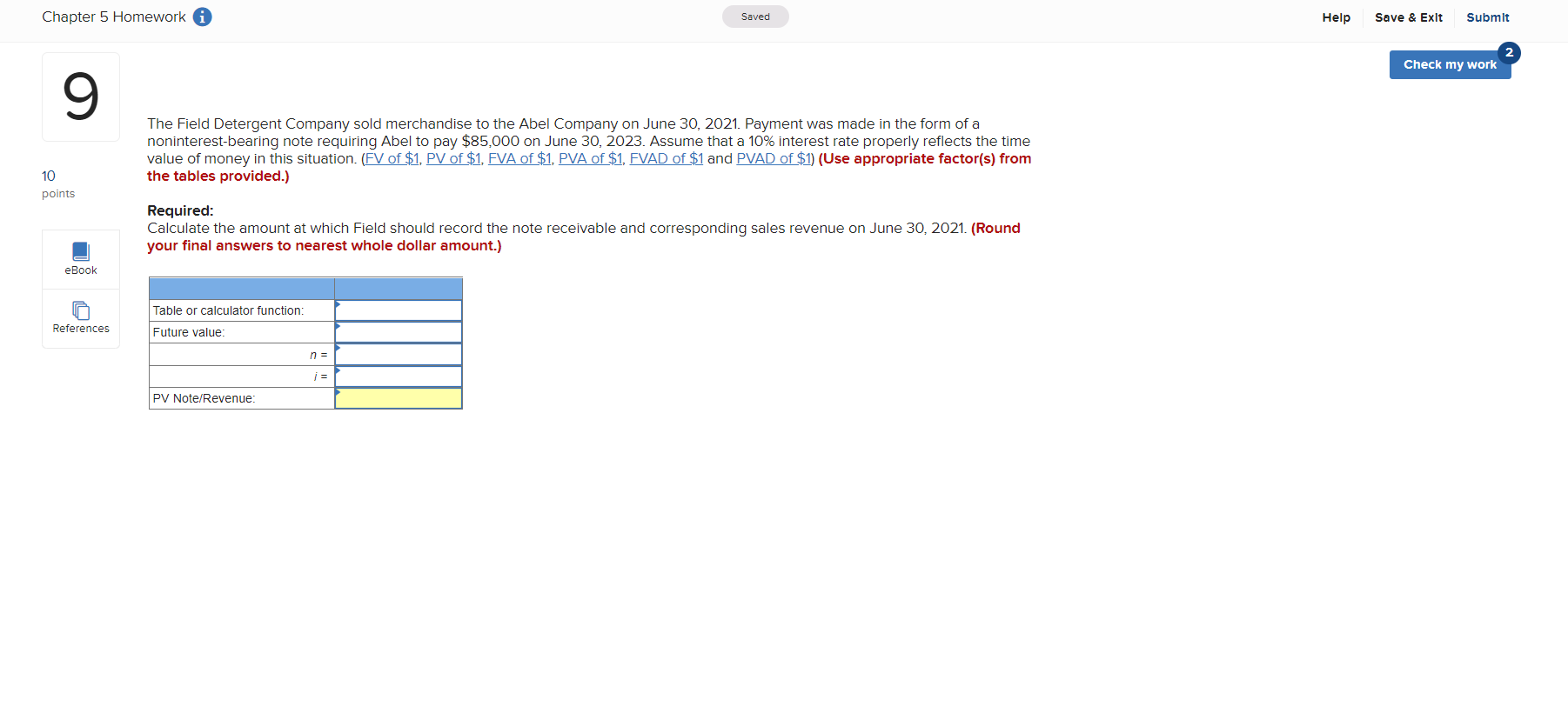 Solved Chapter 5 Homework Saved Help Save & Exit Submit | Chegg.com