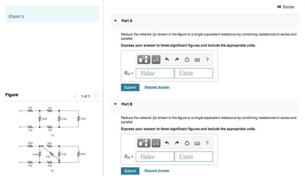 Solved Review (Figure 1) Part A Reduce the network (a) shown | Chegg.com
