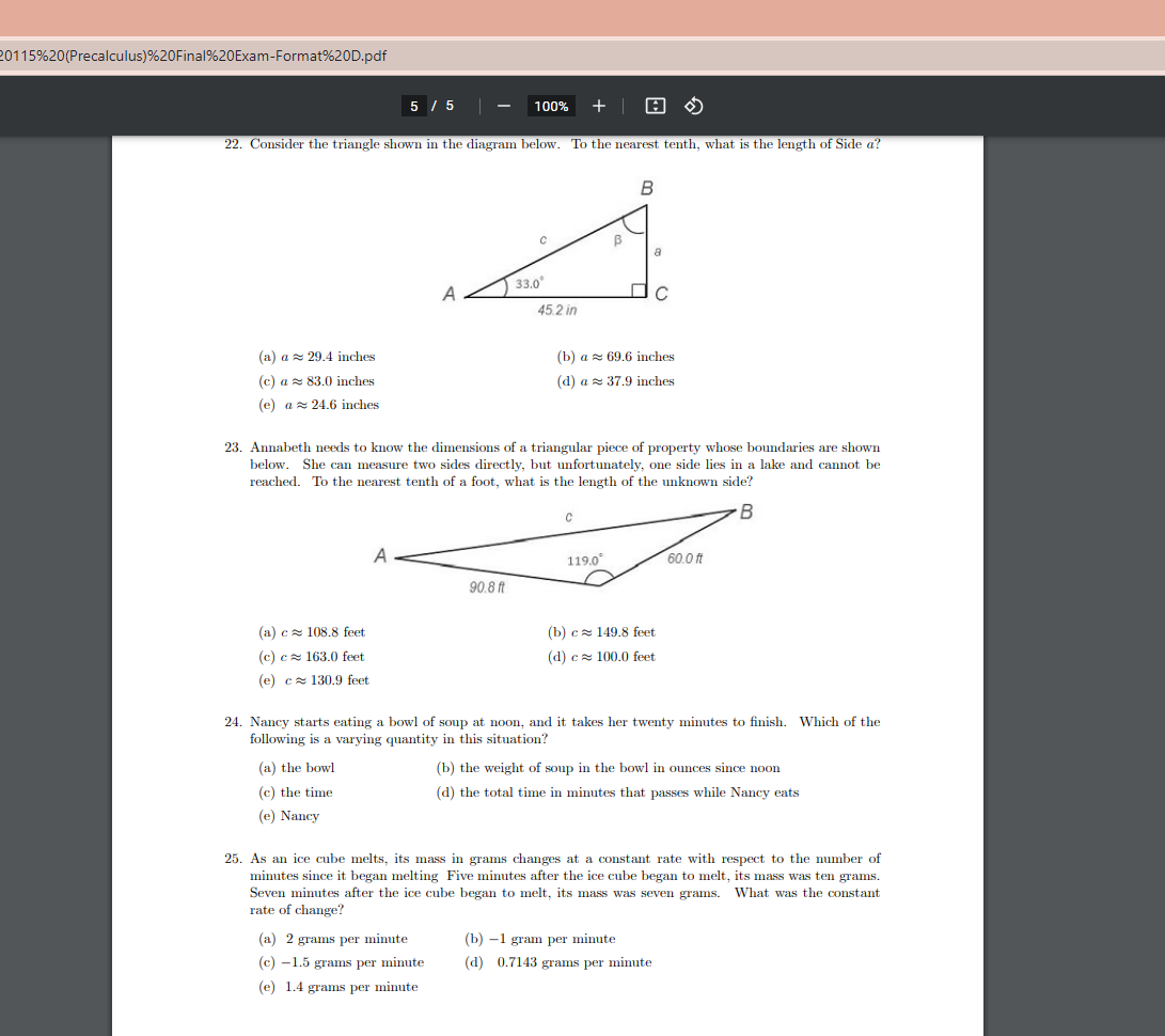 Solved 22. Consider the triangle shown in the diagram below. | Chegg.com