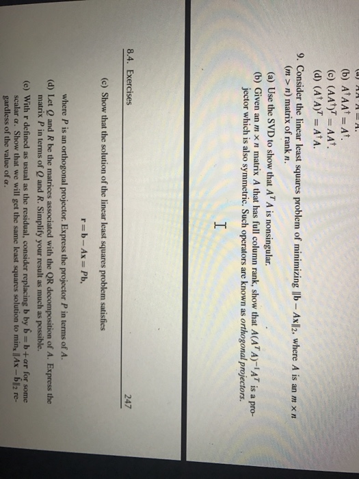 Solved Consider the linear least squares problem of | Chegg.com
