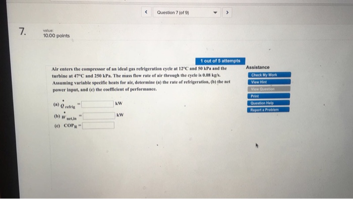 Solved Air enters the compressor of an ideal gas | Chegg.com