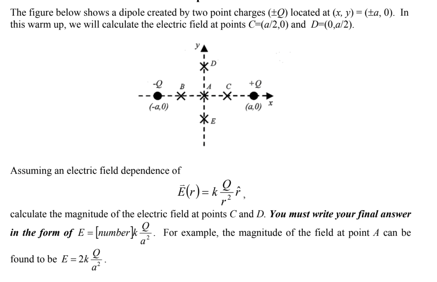 Solved The Figure Below Shows A Dipole Created By Two Poi Chegg Com