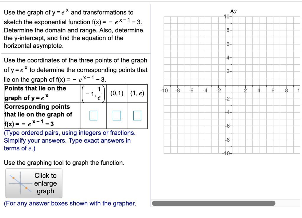 Solved X Use The Graph Of Y E Ay 10 And Transformations To Chegg Com