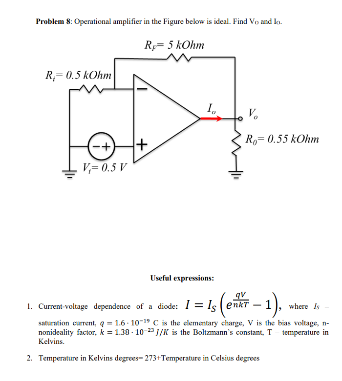 Solved Problem 8 Operational Amplifier In The Figure Bel Chegg Com