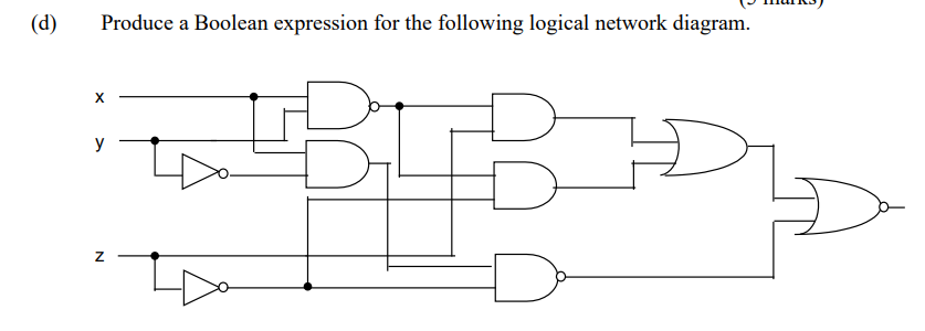 Solved (d) Produce a Boolean expression for the following | Chegg.com