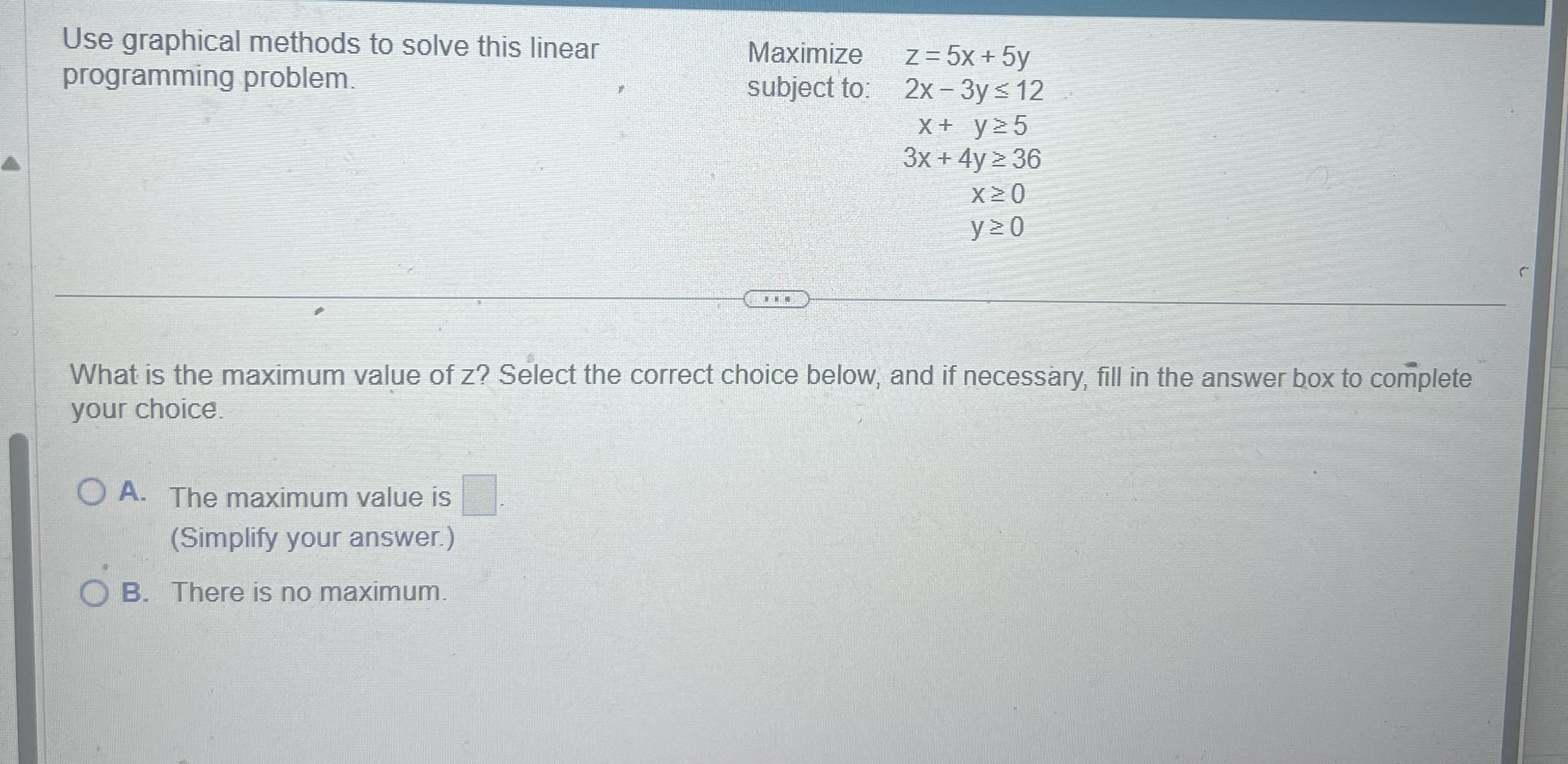 Solved Use graphical methods to solve this linear | Chegg.com