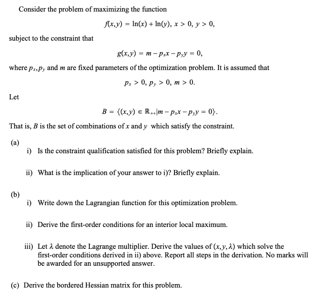 Solved Consider the problem of maximizing the function | Chegg.com