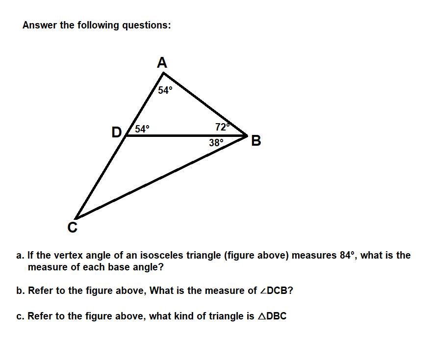 Solved Answer the following questions: A 54° 72 D 54° 389 m | Chegg.com