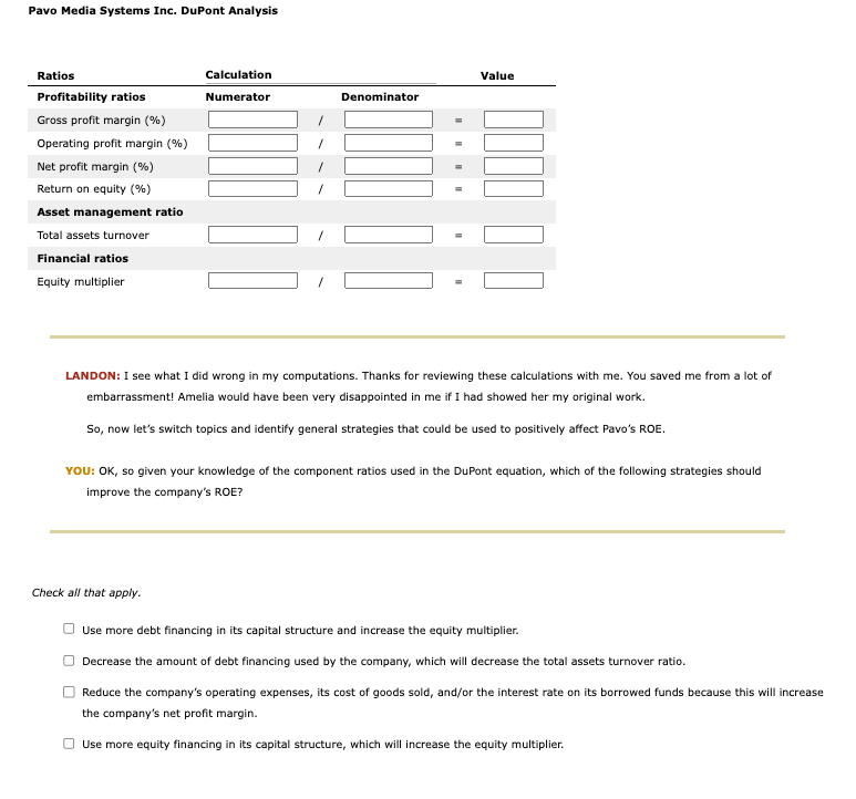 Solved 9. An analysis of company performance using DuPont | Chegg.com