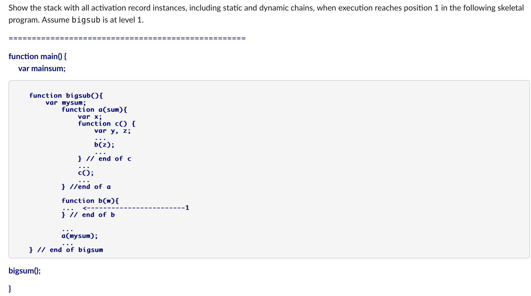 Solved Show The Stack With All Activation Record Instances, | Chegg.com