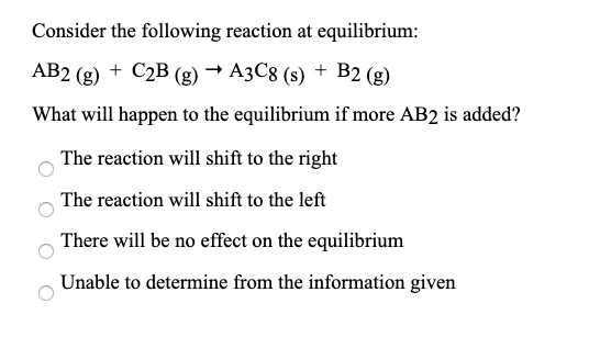 Solved Consider The Following Reaction At Equilibrium: AB2 | Chegg.com