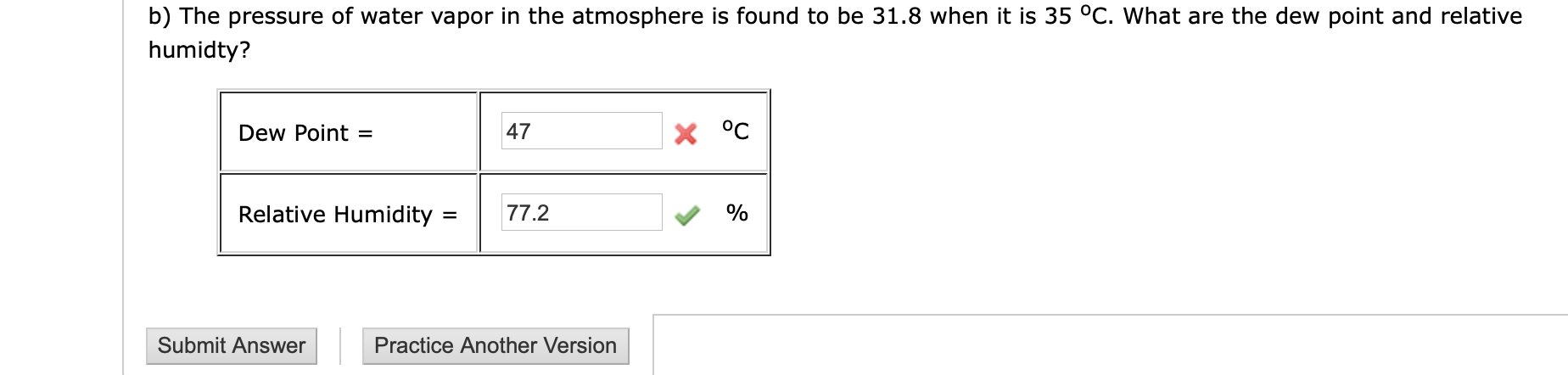 Solved b) The pressure of water vapor in the atmosphere is | Chegg.com