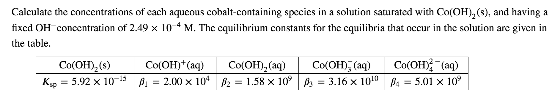 cobalt chloride and water equation