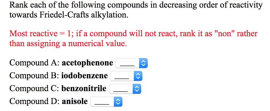 Solved Rank the compounds in each group according to their | Chegg.com