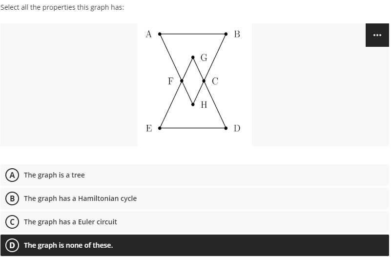 Solved Select all the properties this graph has: A B G F С H | Chegg.com