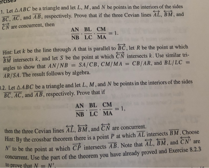 Solved rcises Let AABC be a triangle and let L., M, and N be | Chegg.com
