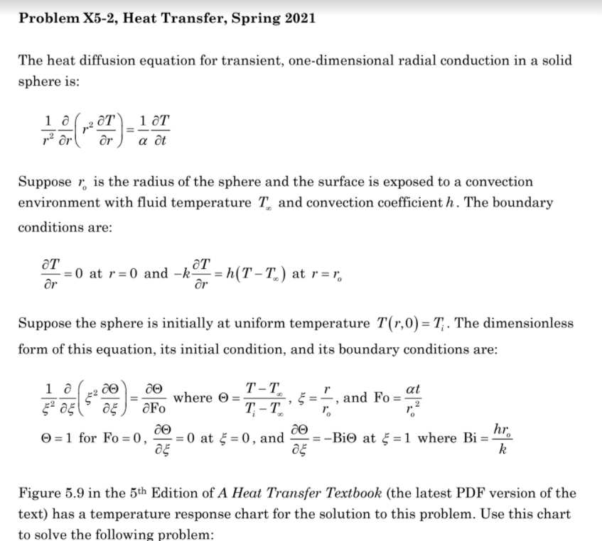 Solved Problem X5-2, Heat Transfer, Spring 2021 The Heat | Chegg.com