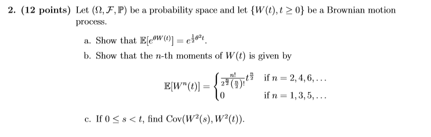 Solved 2 12 Points Let W F P Be A Probability Space Chegg Com