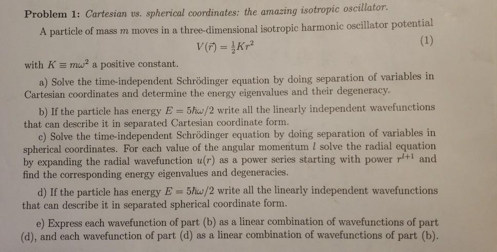 Solved Problem 1: Cartesian vs. spherical coordinates: the | Chegg.com