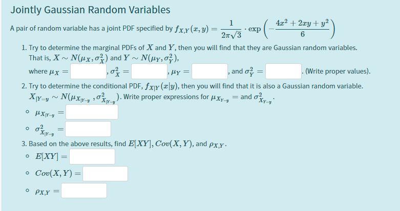 Solved Jointly Gaussian Random Variables A Pair Of Random