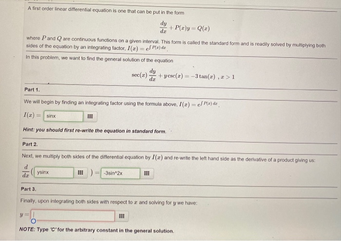Solved A first order linear differential equation is one | Chegg.com