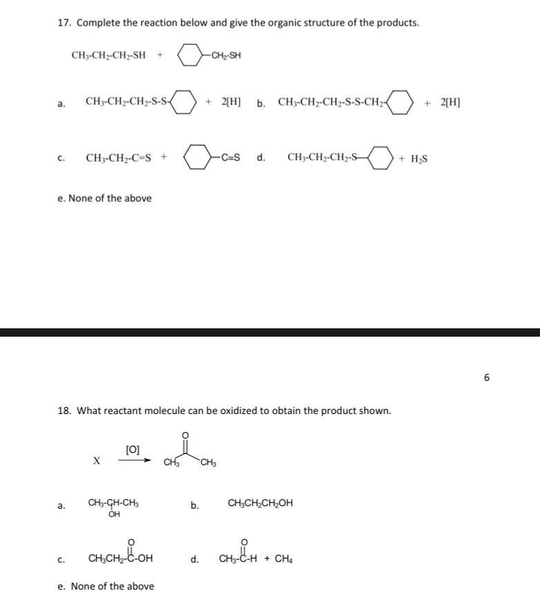 Solved 17. Complete the reaction below and give the organic | Chegg.com