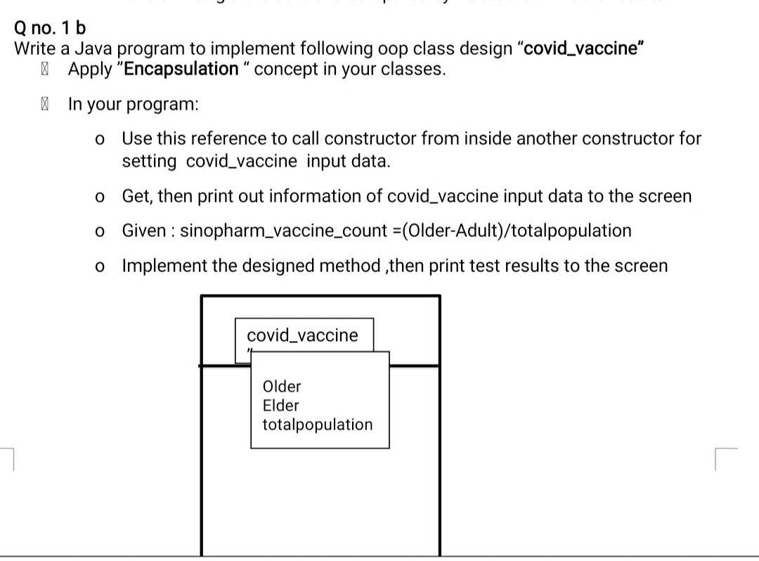 Solved Q no. 1 b Write a Java program to implement following | Chegg.com