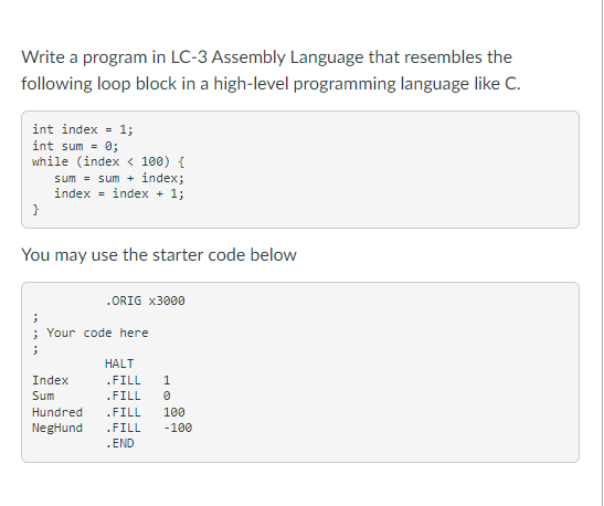 Solved Write a program in LC-3 Assembly Language that | Chegg.com