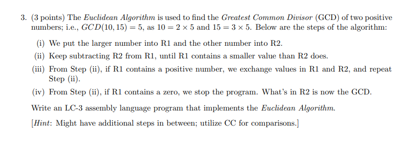 3. (3 Points) The Euclidean Algorithm Is Used To Find | Chegg.com