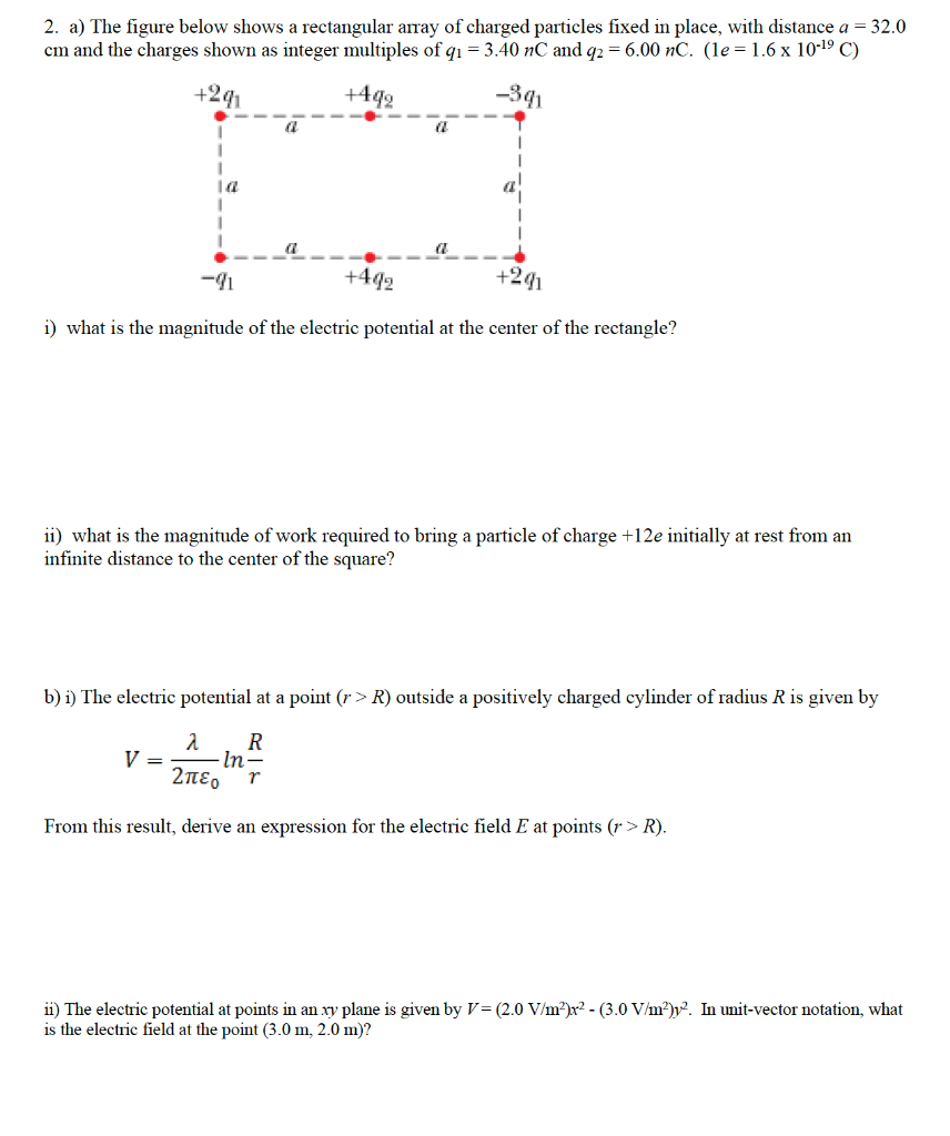 Solved 2. a) The figure below shows a rectangular array of | Chegg.com
