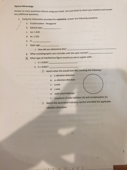 Solved Optical Mineralogy Answer any additional questions.