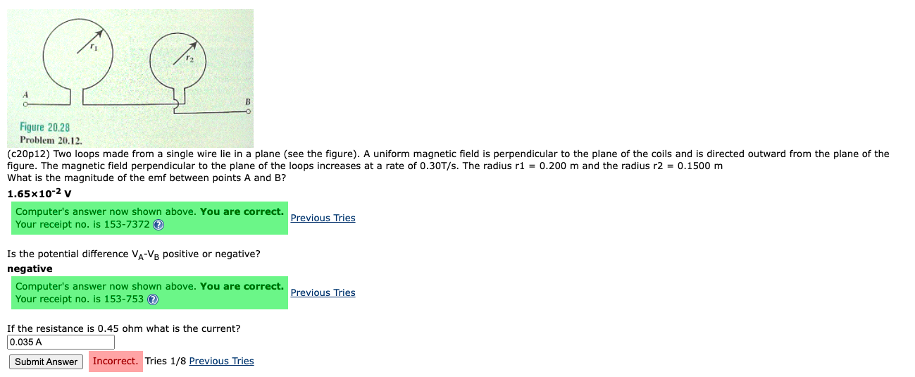 Solved Figure 20.28 Problem 20.12. (c20p12) Two loops made | Chegg.com