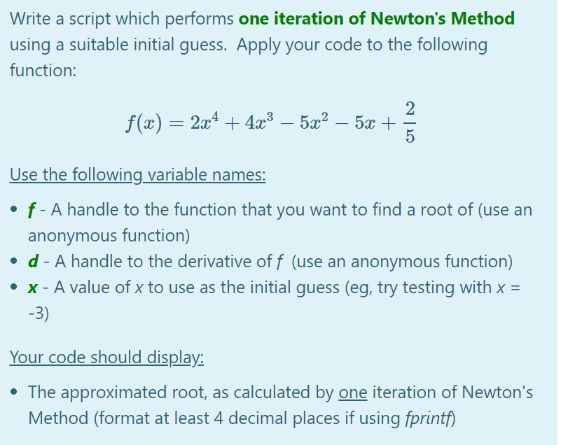 Solved Write a script which performs one iteration of | Chegg.com