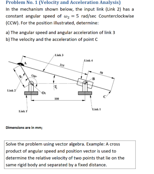 Solved Problem No. 1 (Velocity And Acceleration Analysis) In | Chegg.com