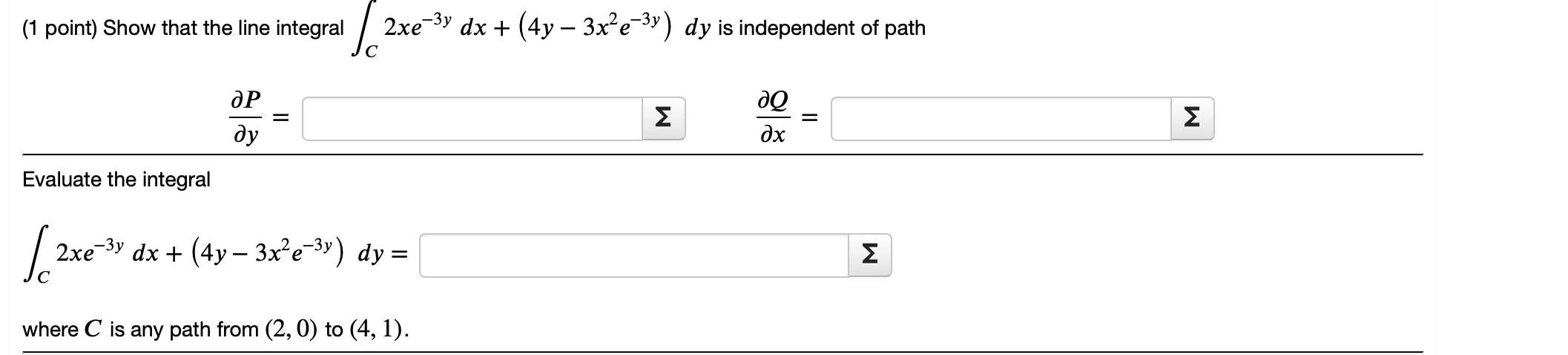 Solved (1 point) Show that the line integral | Chegg.com