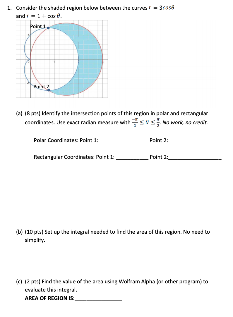 Solved 1. Consider the shaded region below between the | Chegg.com