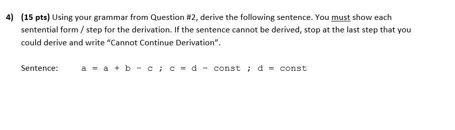 Solved For The Following BNF Grammar Rules, Answer The | Chegg.com