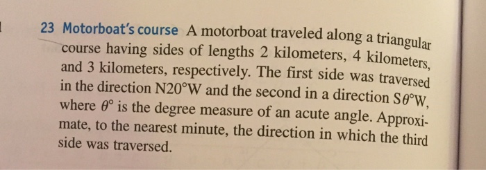 Solved Motorboat's course A motorboat traveled along a | Chegg.com