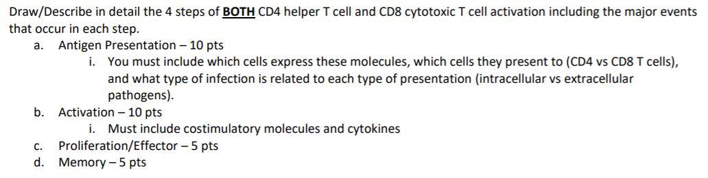 Solved Draw/Describe in detail the 4 steps of BOTH CD4 | Chegg.com