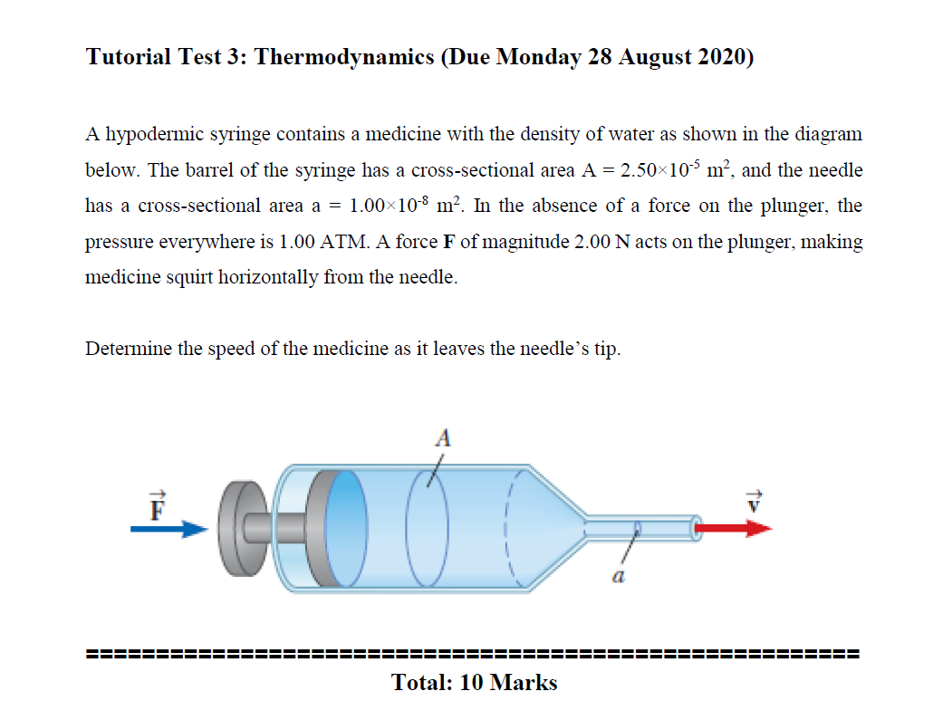 Solved Tutorial Test 3 Thermodynamics (Due Monday 28 August