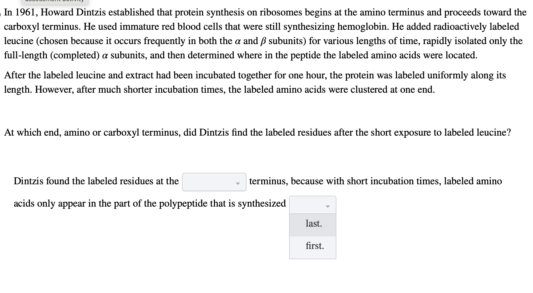 dintzis experiment