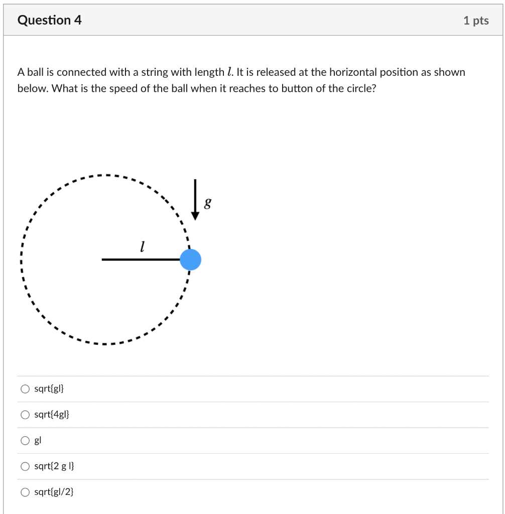 Solved A ball is connected with a string with length l. It | Chegg.com