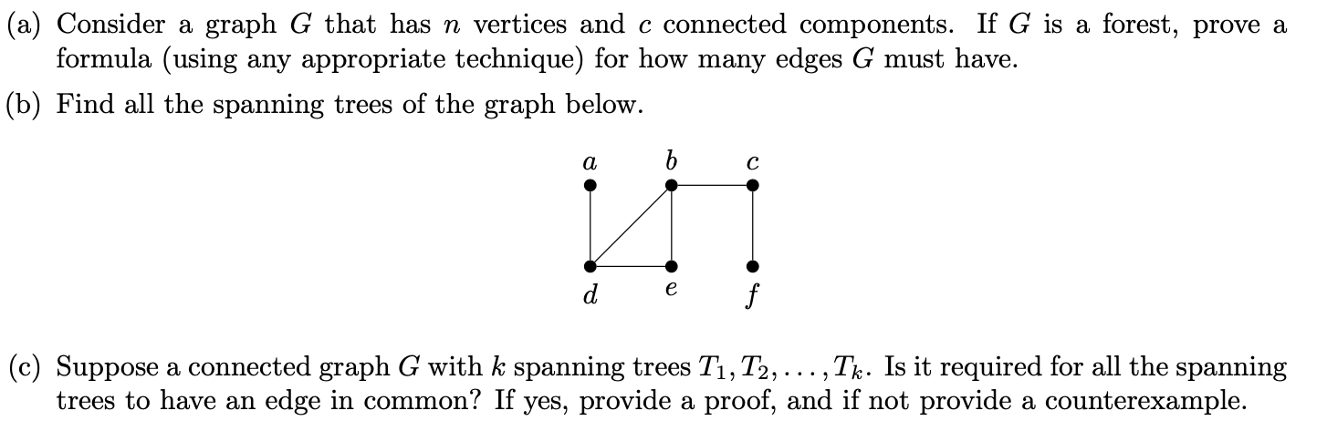 Solved (a) Consider a graph G that has n vertices and c | Chegg.com