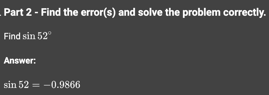 Solved Part 2 - ﻿Find the error(s) ﻿and solve the problem | Chegg.com