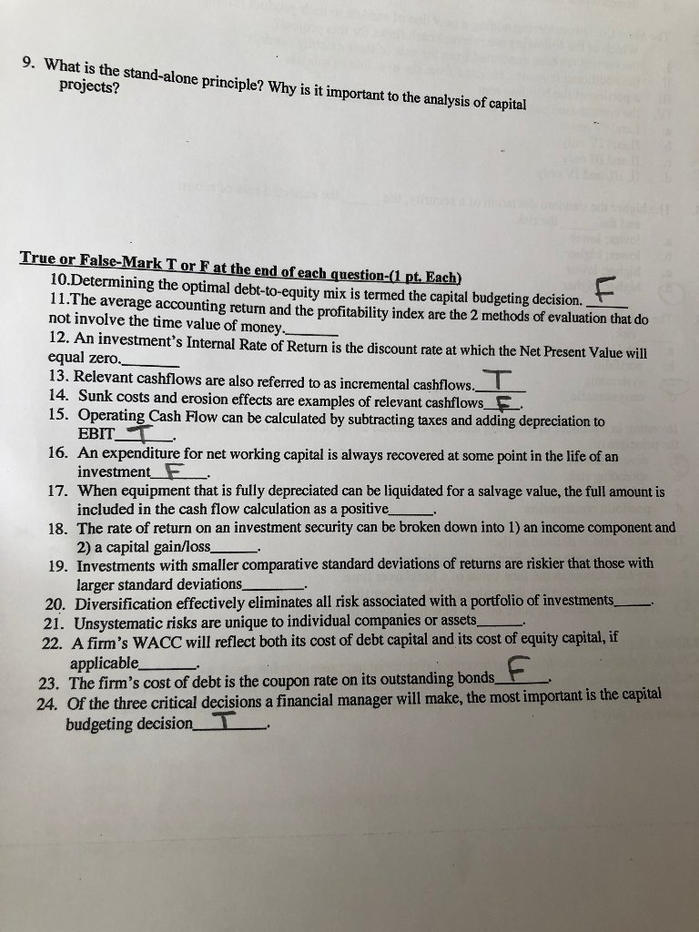 Solved 9. What is the standalone principle? Why is it