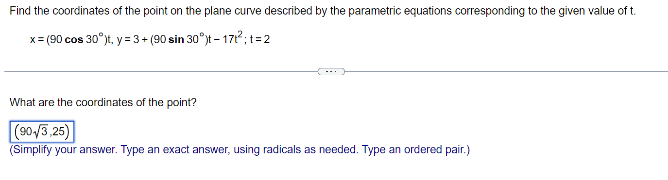 Solved Find the coordinates of the point on the plane curve | Chegg.com