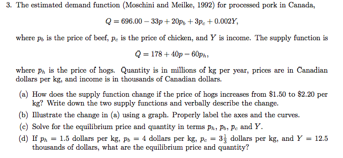 Solved 3. The estimated demand function (Moschini and | Chegg.com