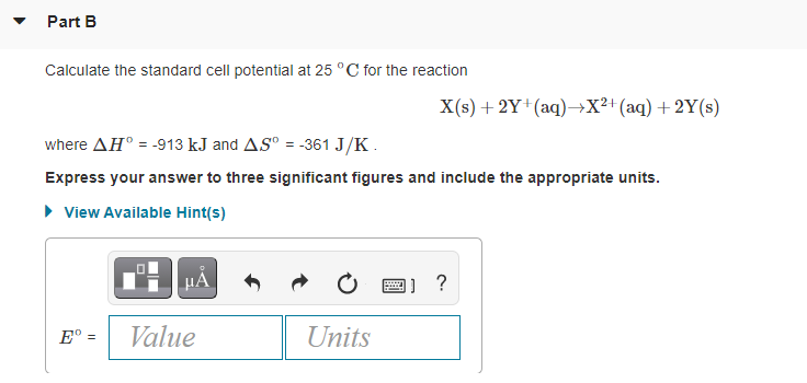 Solved Calculate The Standard Cell Potential At 25 C C F Chegg Com