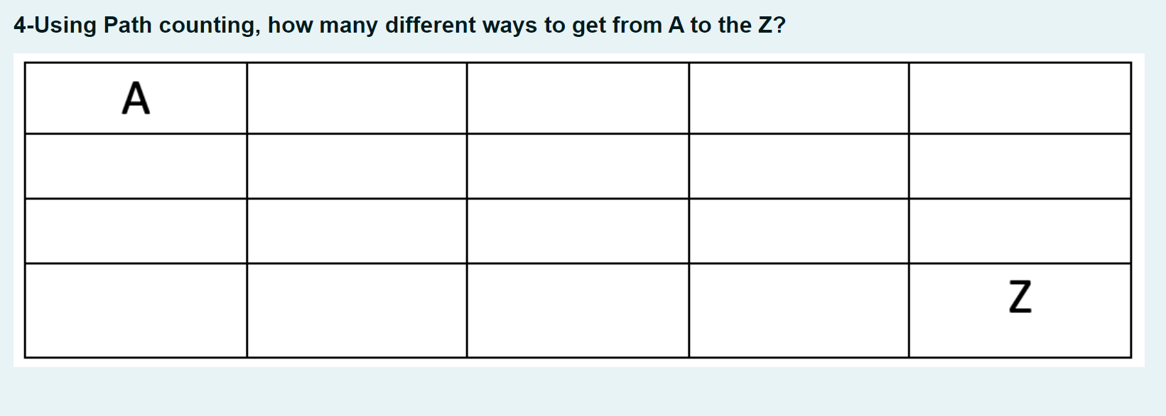Solved 4-Using Path counting, how many different ways to get | Chegg.com